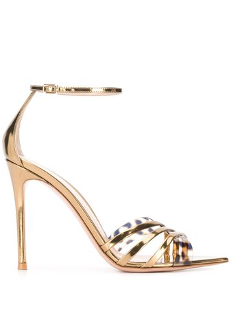 Gianvito Rossi Pointed Leopard-Strap Sandals G6159415RICMEP Gold | Farfetch