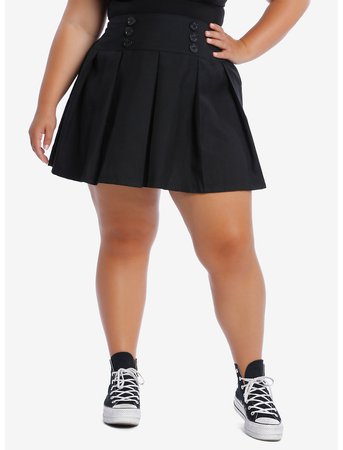 Sailor Button Detail Pleated Skirt Plus Size