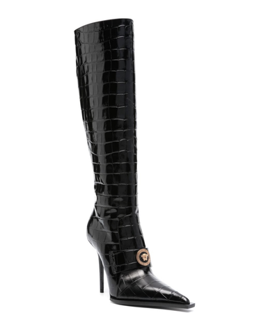 Versace Vagabond croco embossed leather boots