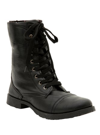 Black Floral Lined Combat Boots