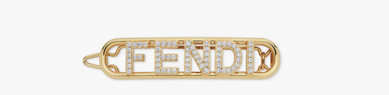 Fendigraphy hair clip Gold-colored hair clip $650.00|Fendi