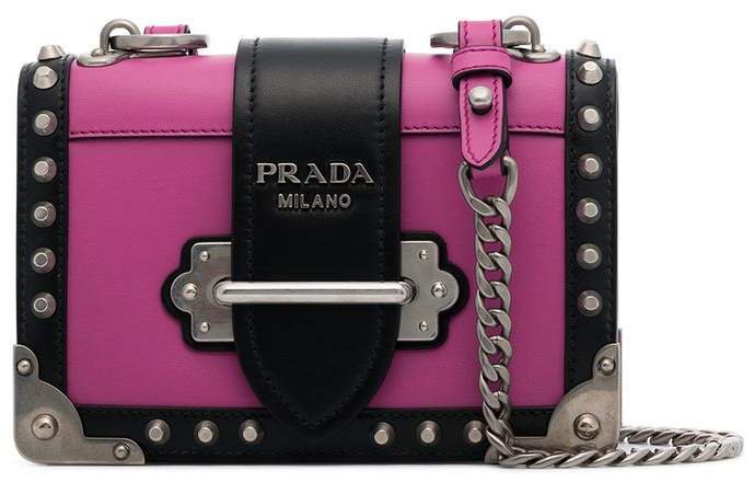 pink and black cahier leather shoulder bag