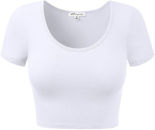 Women's Cotton Basic Scoop Neck Crop Top Short Sleeve Tops at Amazon Women’s Clothing store