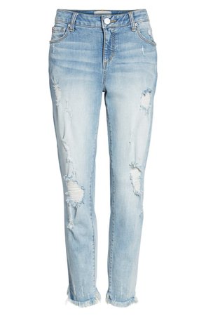 SLINK Jeans Frayed Hem Easy Fit Ankle Jeans (Maggie) | Nordstrom