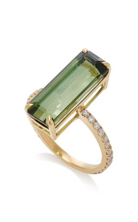 Supreme Deco 18k Yellow Gold Tourmaline, Diamond Ring By Yi Collection | Moda Operandi