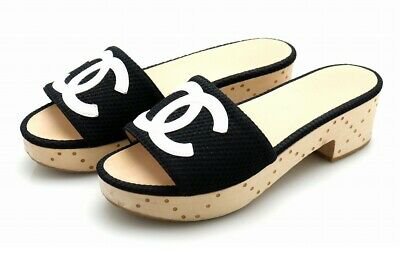 CHANEL SHOES (WHITE,BLACK,BEIGE) Coco mark sandals Auth - $622.00 | PicClick