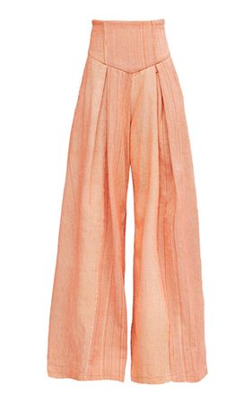 Exclusive Temi Corset-Waist Woven Cotton Wide-Leg Pants By Kilentar | Moda Operandi