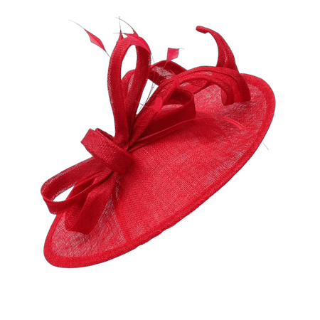 Elegant Red Sinamay & Feathers Disc Fascinator Hatinator for Special Occasion, Wedding, Race Day, Ladies Day, Derby Day.