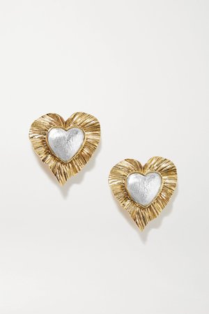 Gold Gold and silver-tone clip earrings | SAINT LAURENT | NET-A-PORTER