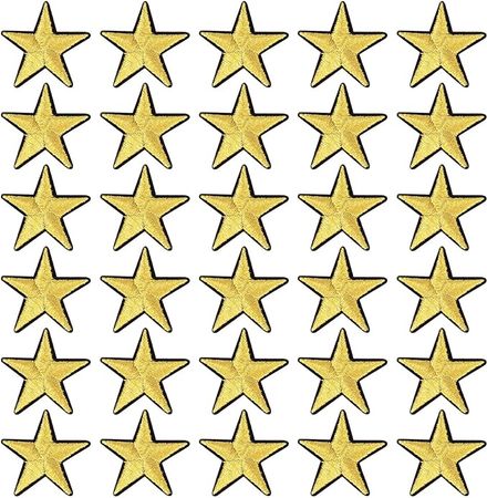 Amazon.com: HINZIC 30Pcs Iron on Mini Star Patches, 5 Star Embroidered Badges, Sew on Starface Embellishments Golden for Clothing Jackets Backpack Repairing Decor : Arts, Crafts & Sewing