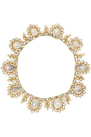 Buccellati | 18-karat yellow and white gold, pearl and diamond necklace | NET-A-PORTER.COM