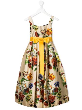 Shop Dolce & Gabbana Kids floral print empire line gown with Express Delivery - FARFETCH