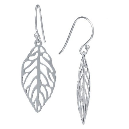 Sterling Silver Leaf Drop Earrings - Silver : Target