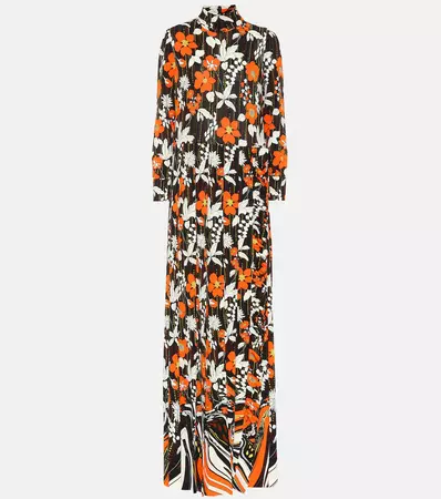 Turtleneck Floral Maxi Dress in Multicoloured - Prada | Mytheresa