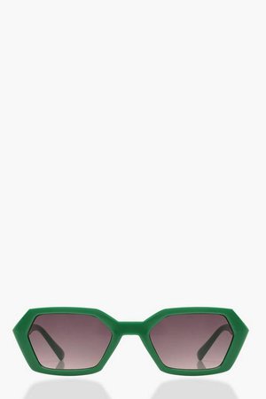 Pointed Sunglasses With Pouch | Boohoo Green