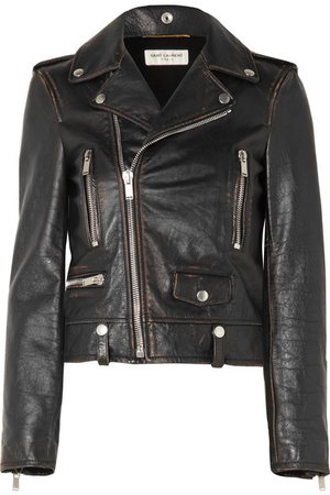 SAINT LAURENT | Distressed leather biker jacket | NET-A-PORTER.COM