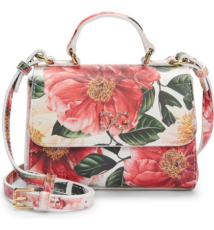Dolce&Gabbana Kids' Floral Print Leather Satchel | Nordstrom