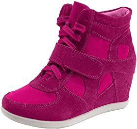 Amazon.com | Women's Formal Wedge Hidden Heel Rose Suede Leather Fashion Sneaker, 8.5US | Fashion Sneakers