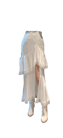 white silk layered skirt