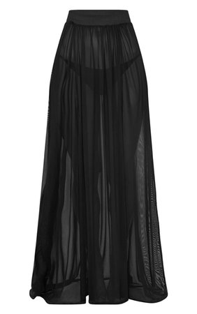 Minah Black Mesh Maxi Skirt | PrettyLittleThing USA