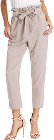 GRACE KARIN Women's Cropped Paper Bag Waist Pants with Pockets at Amazon Women’s Clothing store
