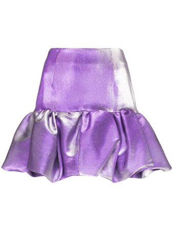 AREA puffball mini skirt in purple