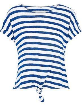Knotted Striped Linen-jersey T-shirt