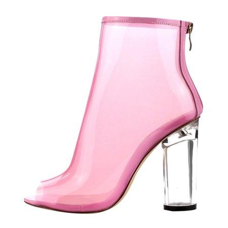 pink boots with clear block heel - Google Search