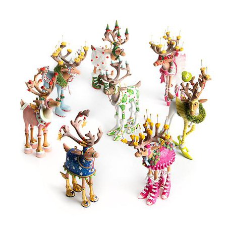 MacKenzie-Childs | Patience Brewster Dash Away Reindeer Mini Ornaments Set