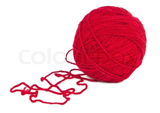 Ball of red yarn is isolated | Stock image | Colourbox