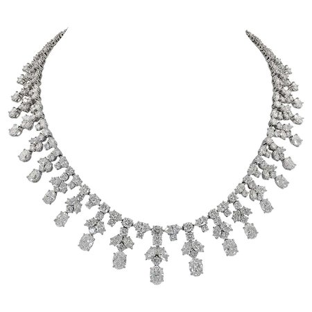 Harry Winston Diamond Platinum Necklace For Sale at 1stDibs