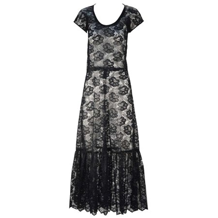 Biba Sheer Lace Dress, 1970s For Sale at 1stDibs
