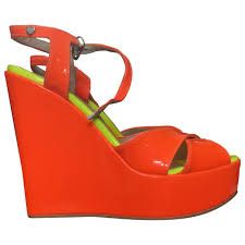 love moschino orange yellow leather sandals