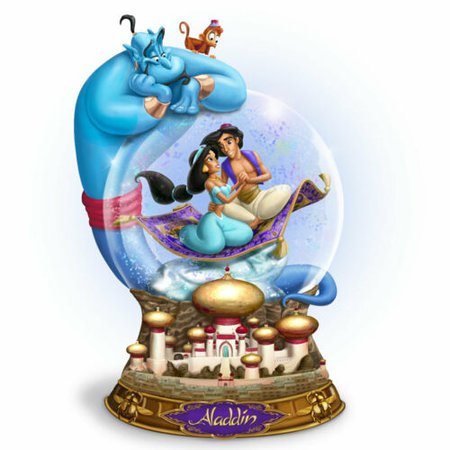 Aladdin Glitter Disney Water Globe Snowdome Musical | eBay