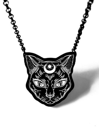black cat necklace gothic