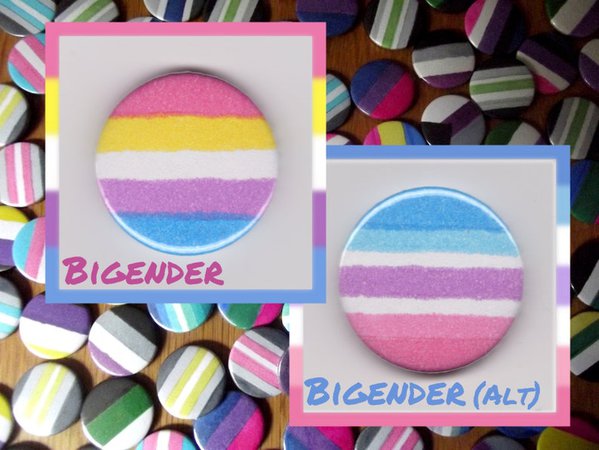 Bigender Pride 1" button badge (2 flag options) [CowboyYeehaww]