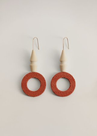 Beaded pendant earrings - Women | Mango USA brown