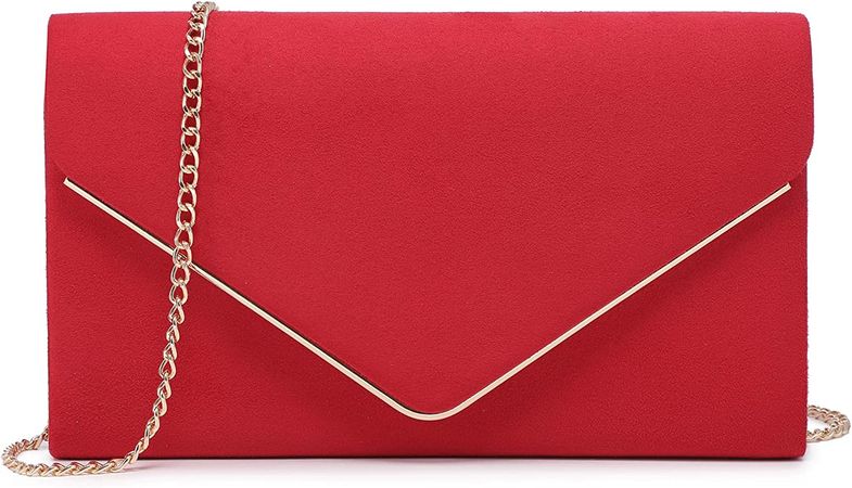 Dasein Women's Evening Clutch Bags Formal Party Clutches Wedding Purses Cocktail Prom Clutches (1-(Gold Hardware) Red): Handbags: Amazon.com
