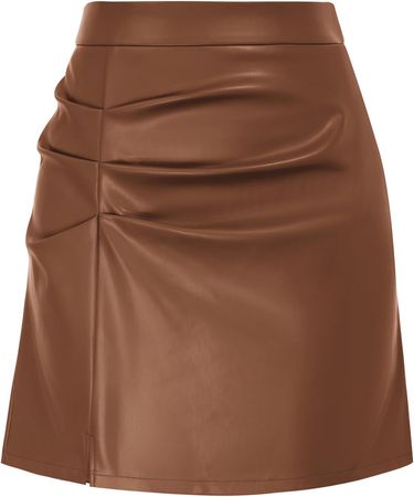 Amazon.com: Kate Kasin Women's Leather Skirts Front Slit Ruched Bodycon Mini Skirt High Waist PU Leather Skorts : Clothing, Shoes & Jewelry