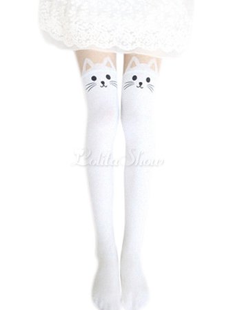 cat socks white
