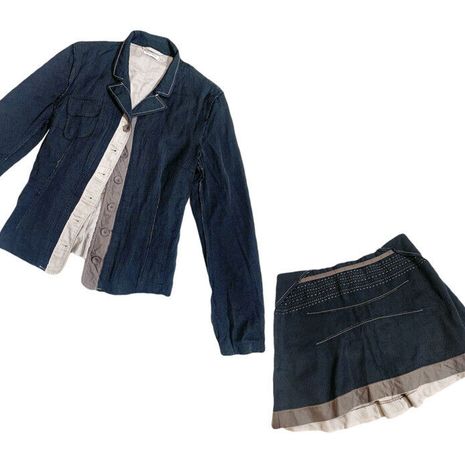 Miu Miu set ~ reconstructed shirt jacket mini skirt xs s italy top vintage | eBay