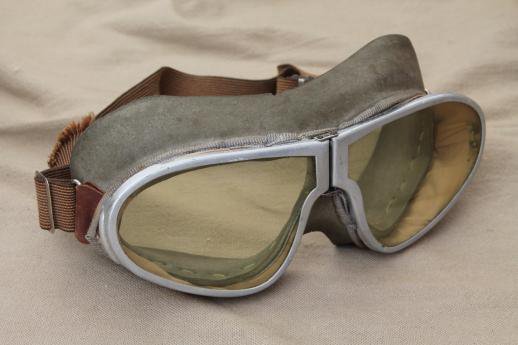 WWII vintage Resistal aviator's goggles, pilot's flying goggles or motorcycle goggles