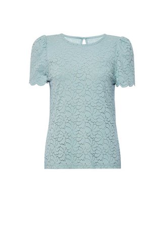 Blue Puff Sleeve Lace Blouse | Dorothy Perkins