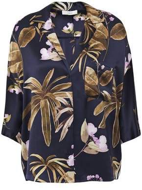 Floral-print Silk-satin Shirt