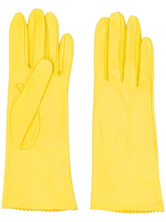 Manokhi textured scalloped edge gloves yellow AW20MANO161A395SHORTCLASSICGLOVESYELLOW - Farfetch