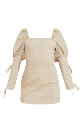 Stone Tie Sleeve Detail Micro Mini Denim Dress | PrettyLittleThing USA