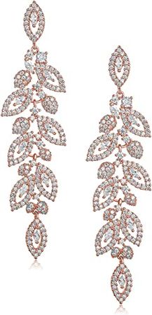 Amazon.com: SWEETV Rose Gold Wedding Bridal Chandelier Earrings, Crystal Rhinestone Drop Dangle Earrings for Women Brides: Clothing, Shoes & Jewelry