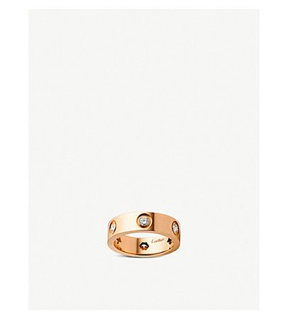 CARTIER - Love 18ct pink-gold and diamond ring | Selfridges.com