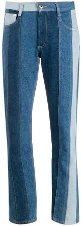panelled straight-leg jeans