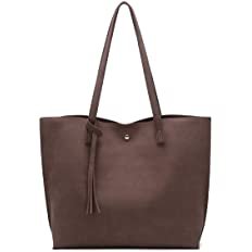 Amazon.com: Women's Soft Faux Leather Tote Shoulder Bag from Dreubea, Big Capacity Tassel Handbag Chocolate Brown-thickened : Clothing, Shoes & Jewelry